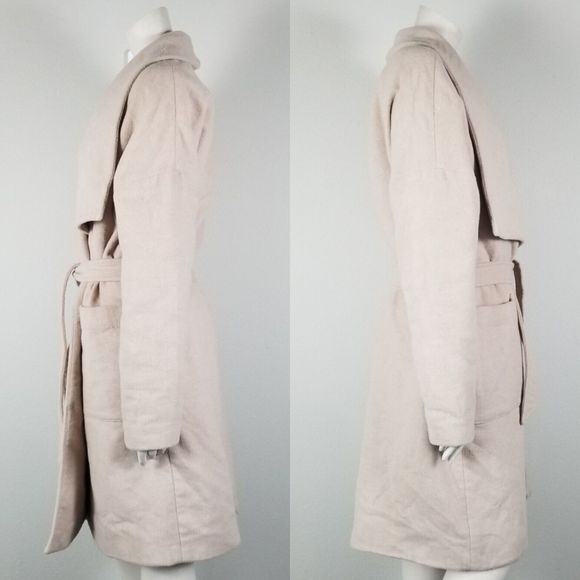 Madewell Delancey Blush Wool Blend Belted Coat Size Medium F4887 - Picture 2 of 14